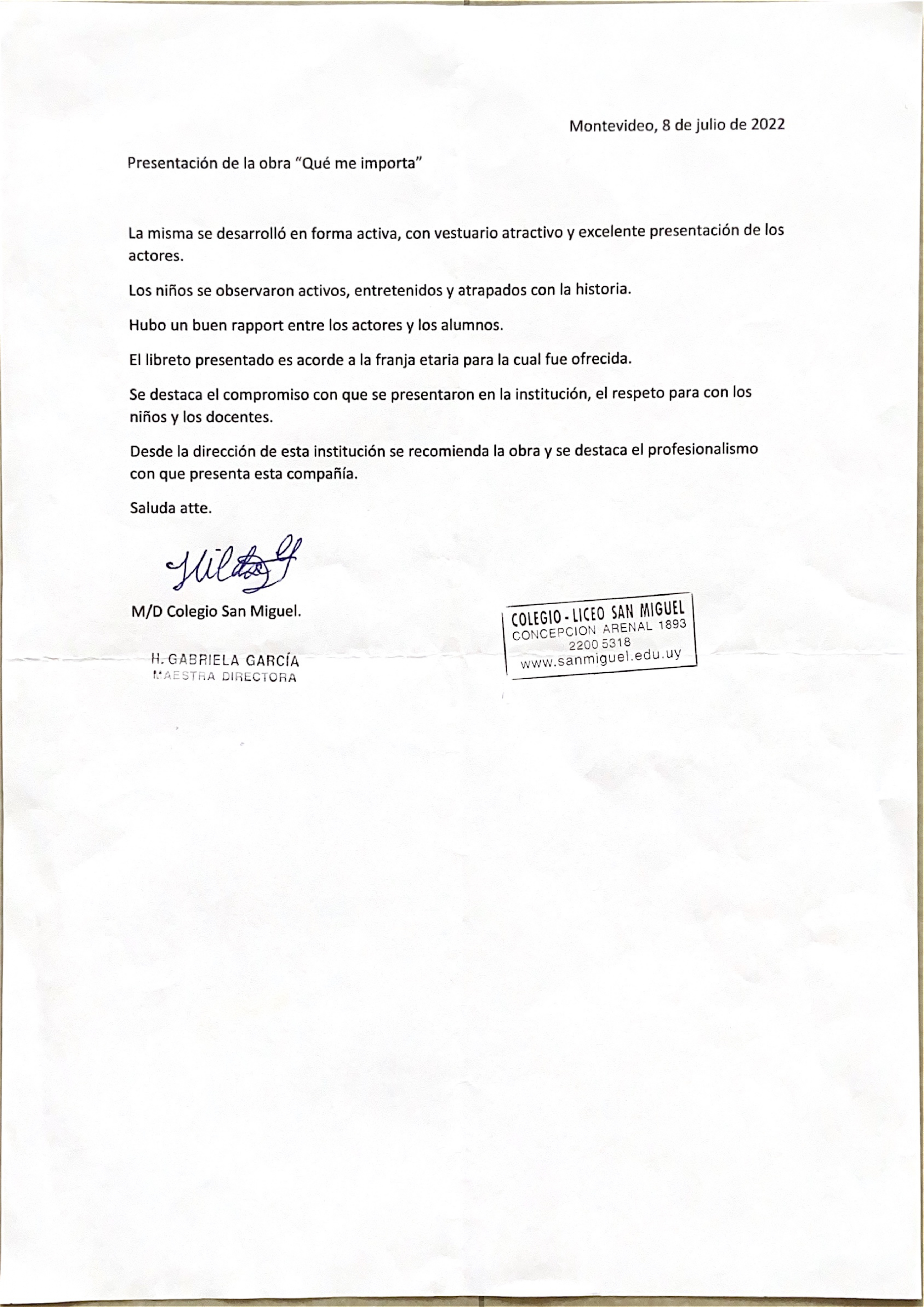 Carta de espectador 9