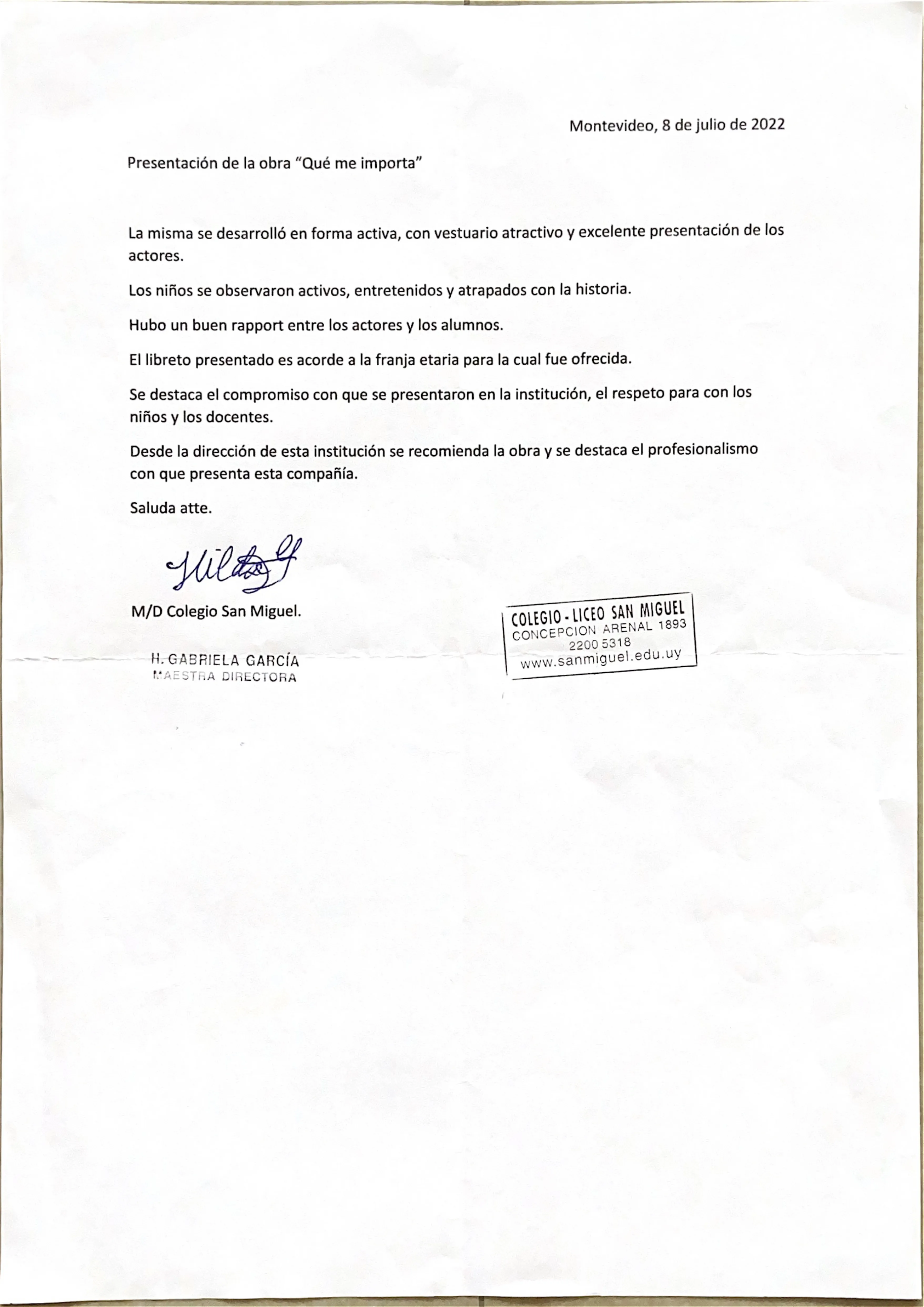 Carta de espectador 9